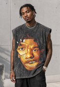VLDZ lil Baby face Acid wash Distress Sleeveless