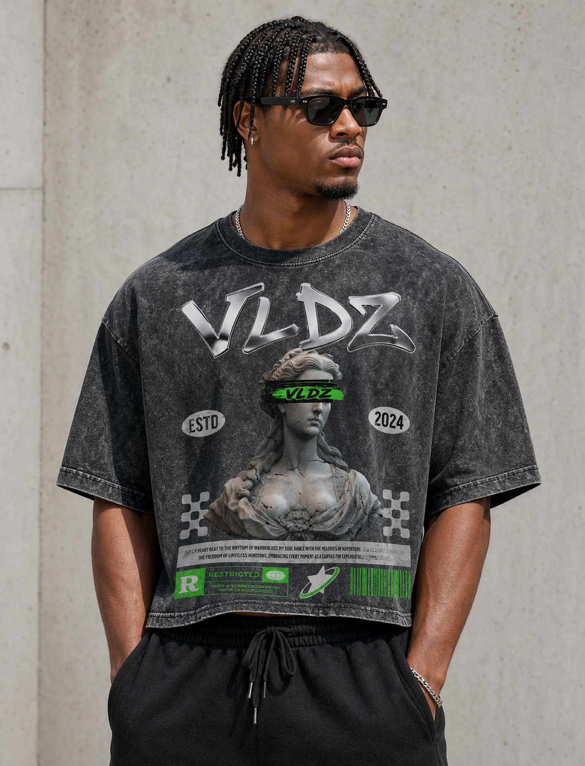 VLDZ Signature Acid wash crop top